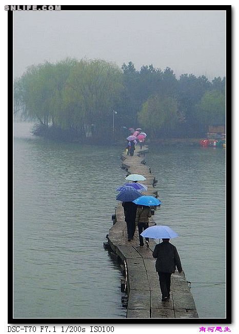 人行烟雨中